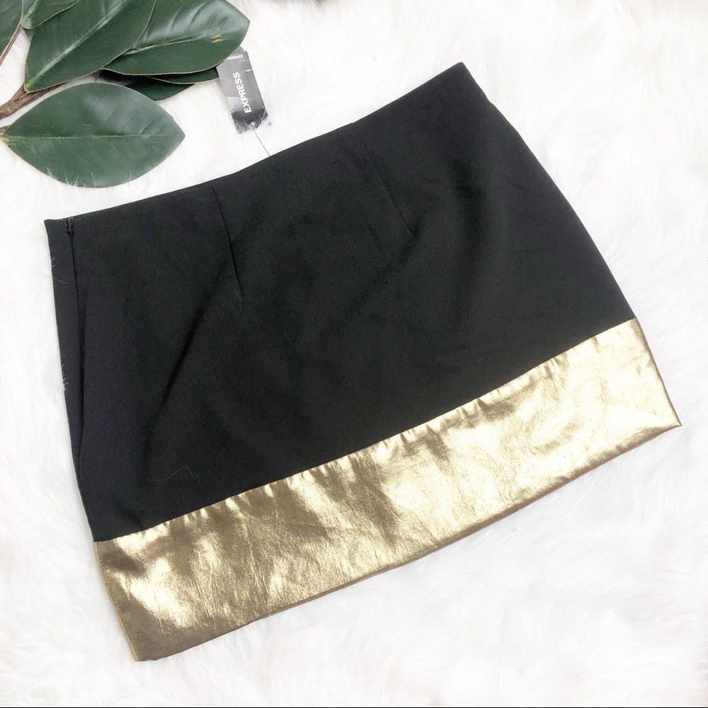 Express | Women’s Black and Gold Mini Skirt